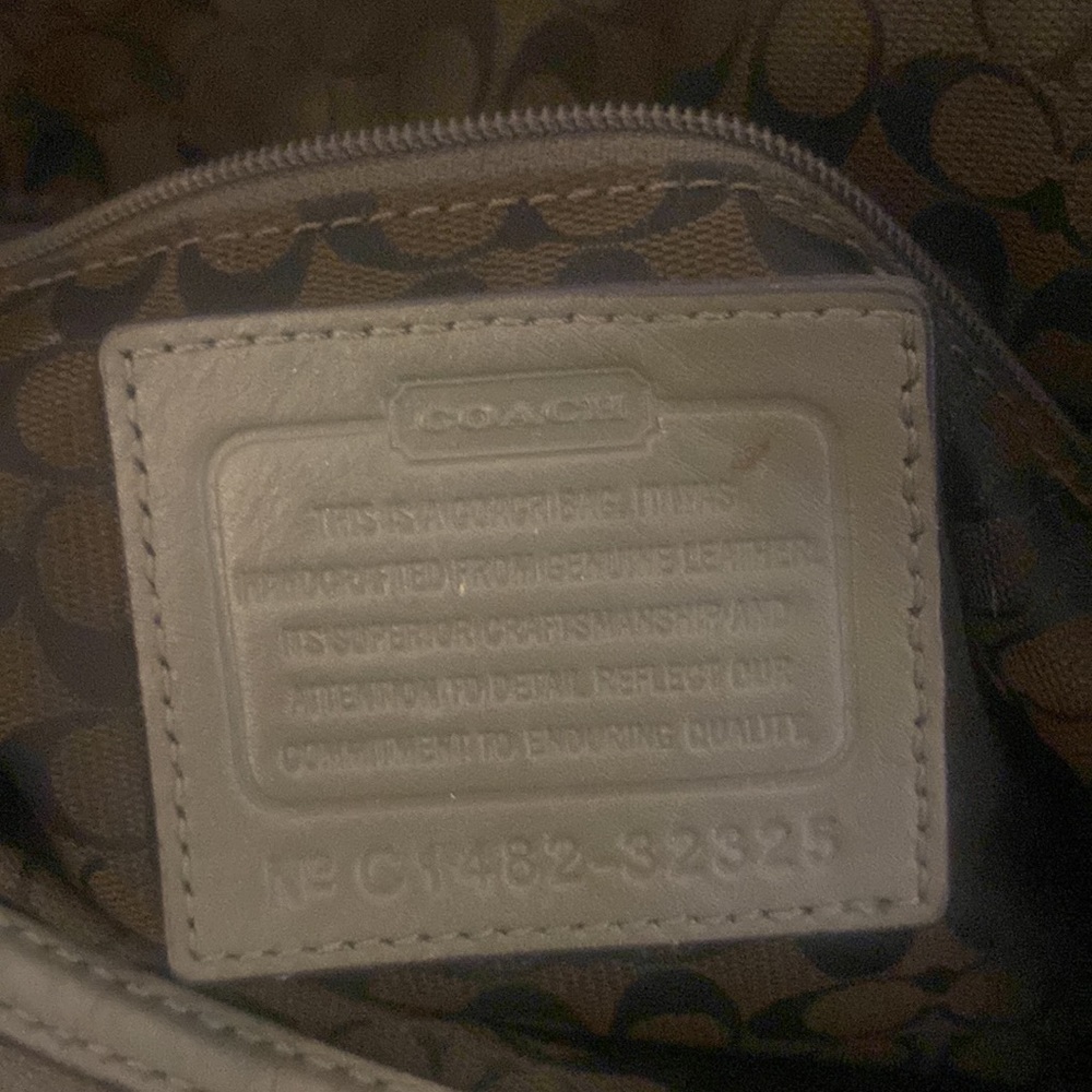 CoachCarlyle ~Rare Triple Turn Lock 32325 Olive Gray Leather Shoulder Bag - Picture 5 of 7